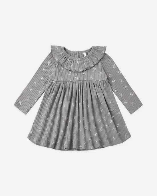 RYLEE + CRU RUFFLE COLLAR DRESS - SLATE BLOOM