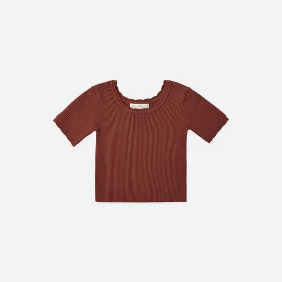 RYLEE + CRU SCALLOPED TEE - BRICK