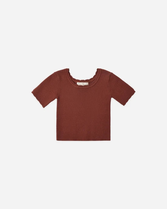 RYLEE + CRU SCALLOPED TEE - BRICK