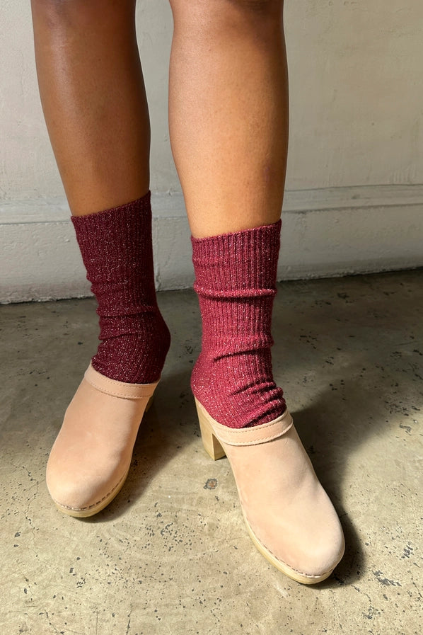 LE BON SHOPPE WINTER SPARKLE SOCKS - WINE