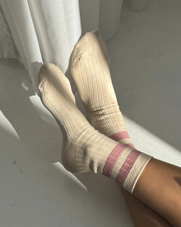 LE BON SHOPPE HER SOCKS VARSITY - ROSE