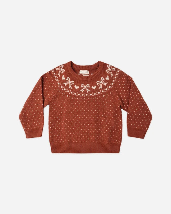 RYLEE + CRU TEEN FAIR ISLE SWEATER - RUBY