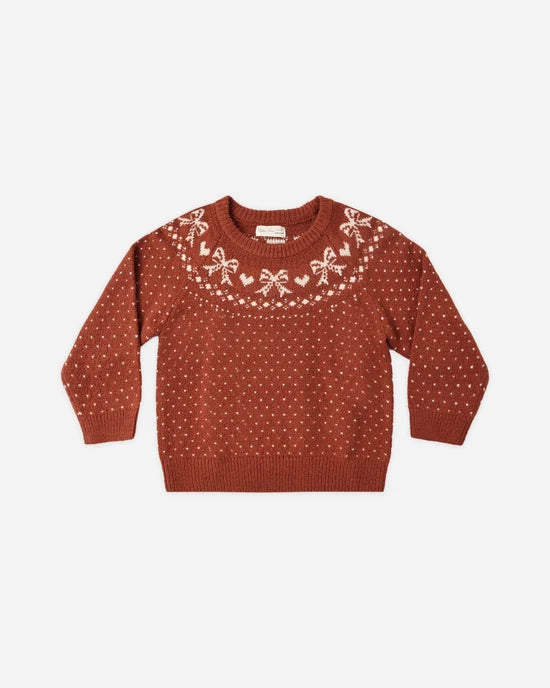 RYLEE + CRU TEEN FAIR ISLE SWEATER - RUBY
