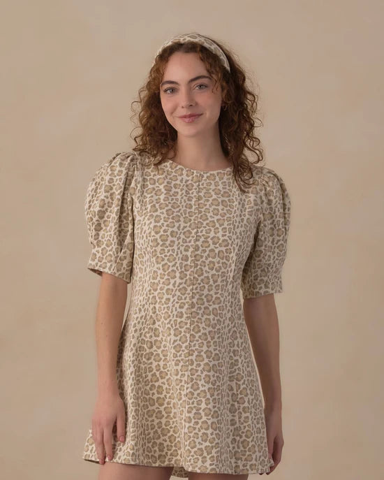 RYLEE + CRU LEVI MINI DRESS - LIGHT LEOPARD