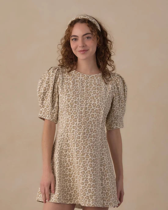 RYLEE + CRU LEVI MINI DRESS - LIGHT LEOPARD