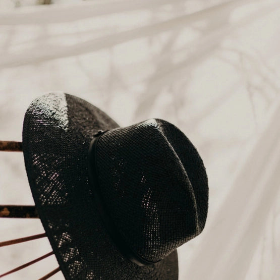 WEST VON BLAKE PAPER STRAW HAT - BLACK