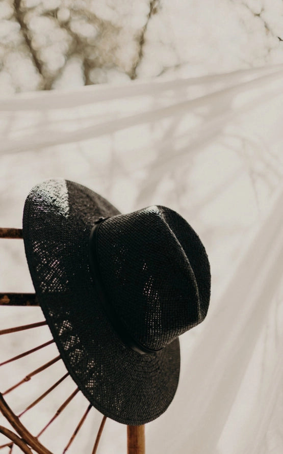 WEST VON BLAKE PAPER STRAW HAT - BLACK