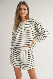 STRIPED TERRY SHIRT - NAVY