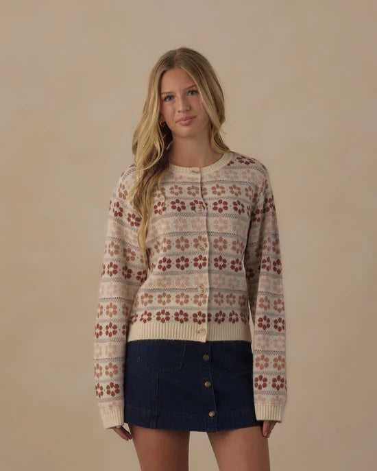 RYLEE + CRU TEEN CHEYENNE CARDIGAN - FLOWER FAIR ISLE