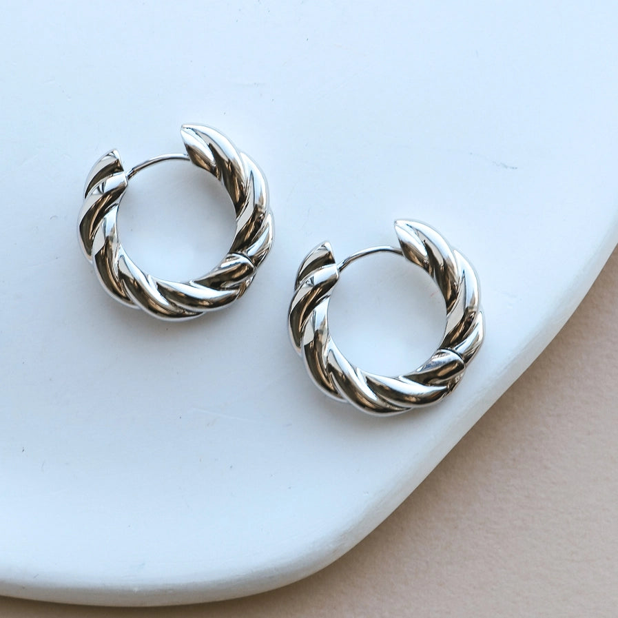 ORSATA TWISTED CHUNKY HOOPS - SILVER