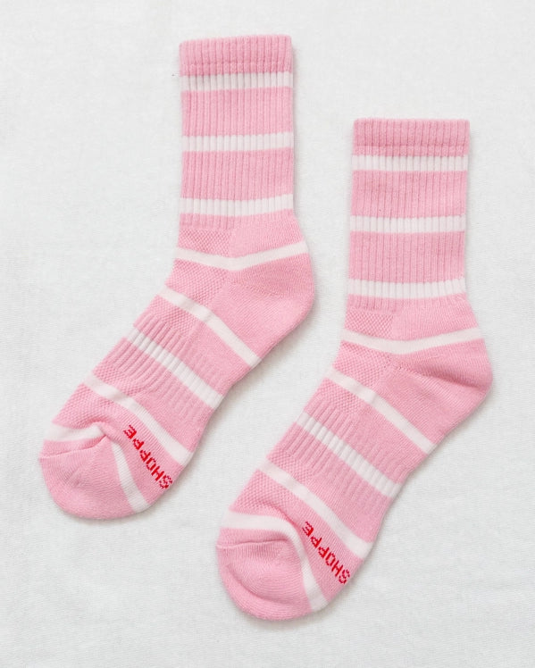 LE BON SHOPPE BOYFRIEND STRIPE SOCKS - PINK WHITE