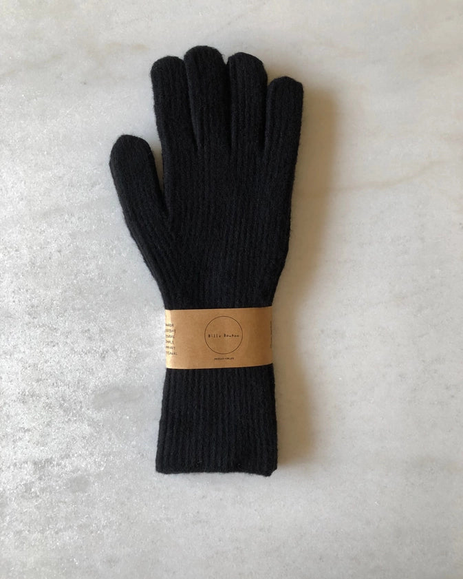 FUZZY WOOL TOUCH SCREEN GLOVES - BLACK