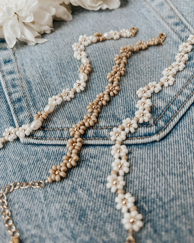 OAK + EVE GOLD FILLED DAISY BRACELET - ESPRESSO SILVER