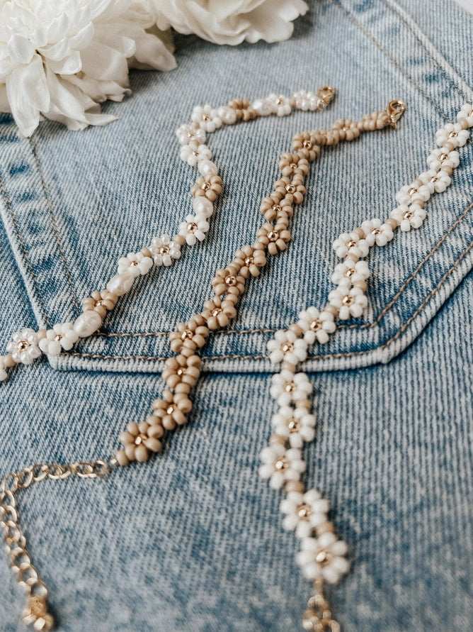 OAK + EVE GOLD FILLED DAISY BRACELET - ESPRESSO SILVER