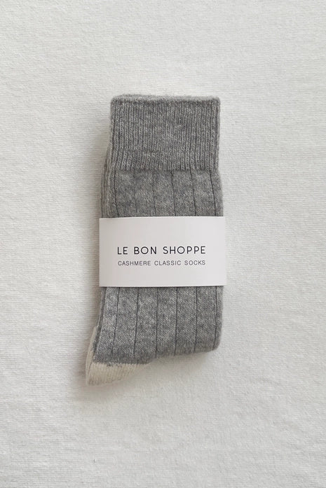 LE BON SHOPPE CLASSIC CASHMERE SOCKS - GREY MELANGE