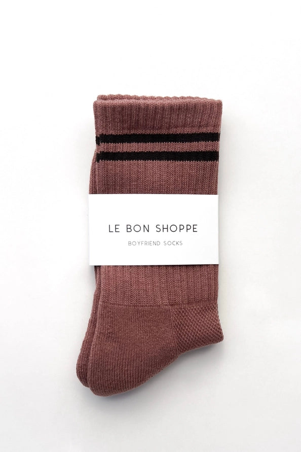 LE BON SHOPPE EXTENDED BOYFRIEND SOCKS - CLAY
