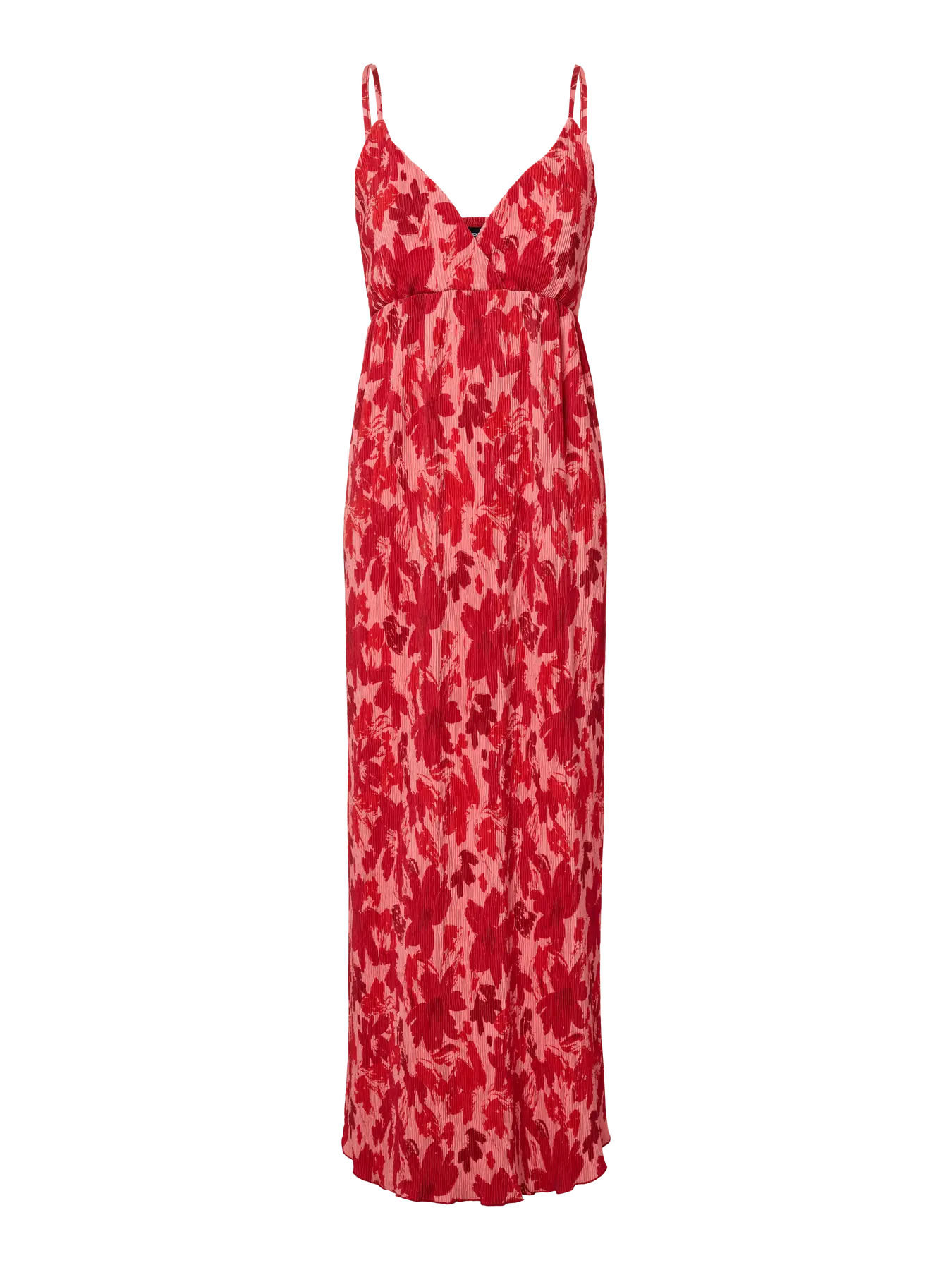 PIECES FLORA PRINTED STRAP DRESS - RED
