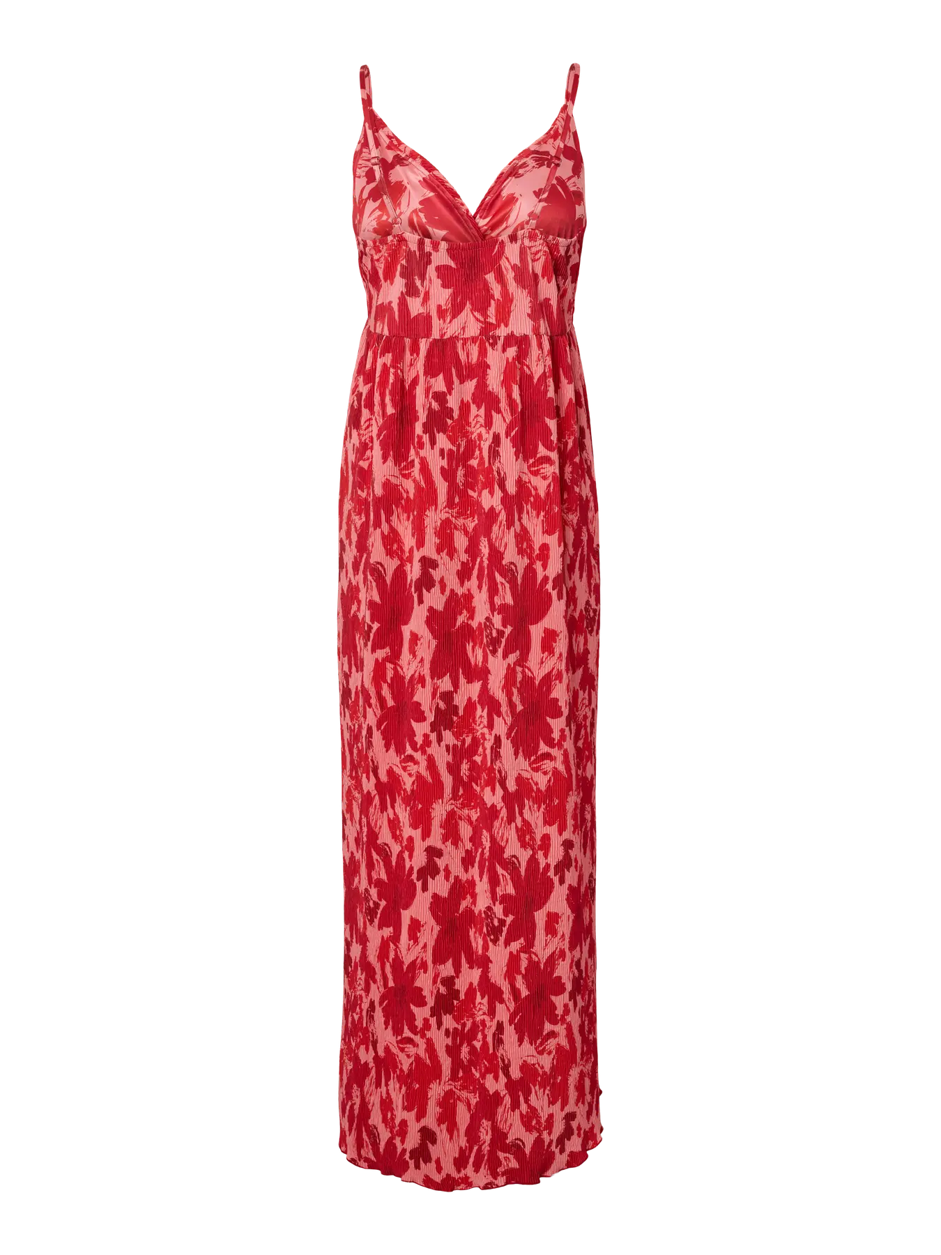 PIECES FLORA PRINTED STRAP DRESS - RED