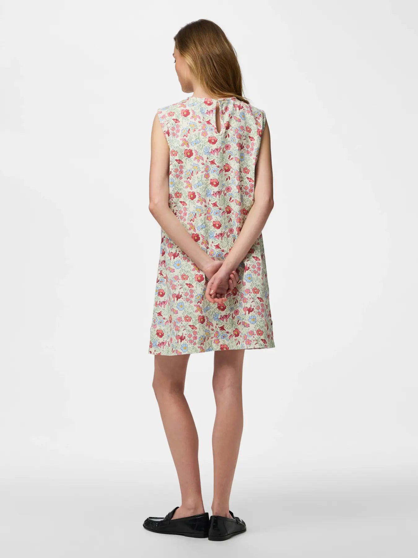 PIECES ALUME PRINTED DENIM DRESS - BIRCH FLOWER