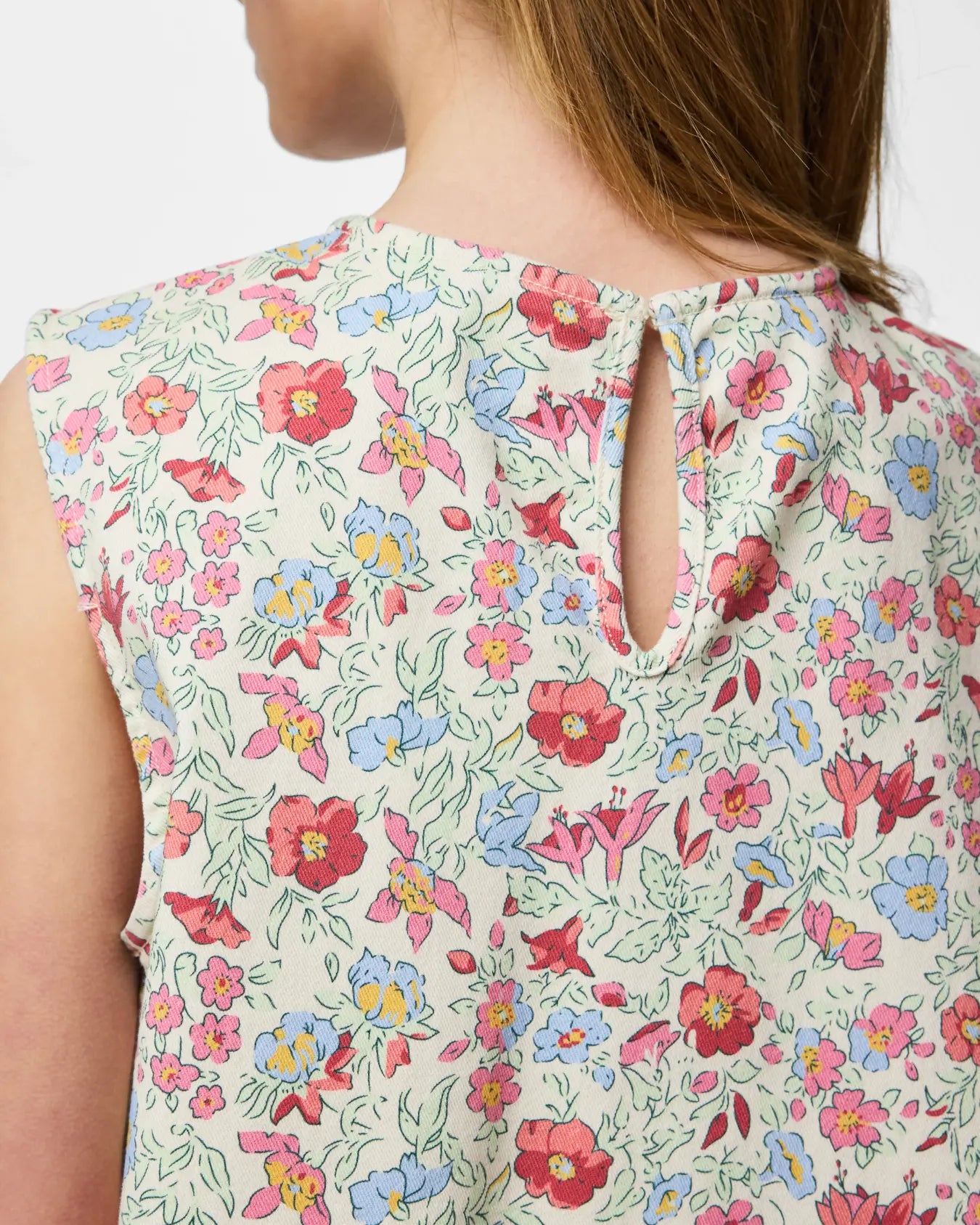PIECES ALUME PRINTED DENIM DRESS - BIRCH FLOWER