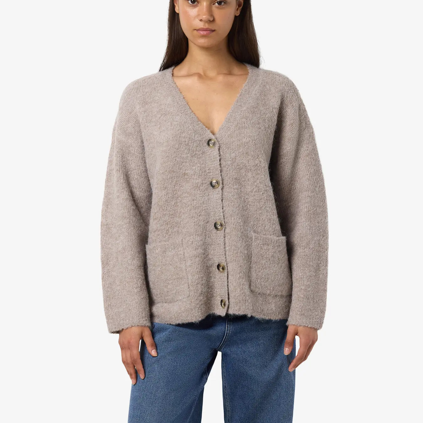 NM DOLLY LS KNIT CARDIGAN - SILVER MINK