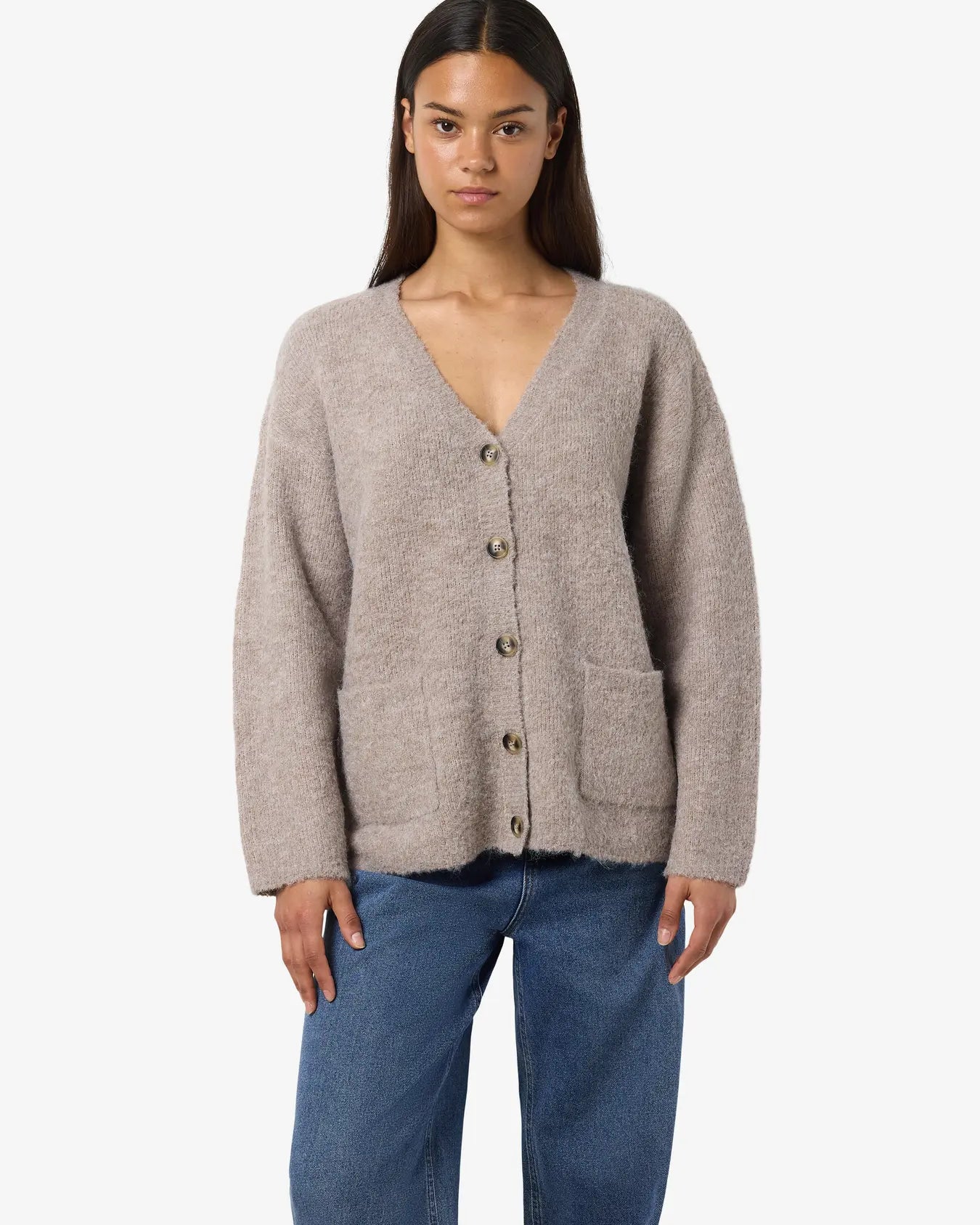 NM DOLLY LS KNIT CARDIGAN - SILVER MINK
