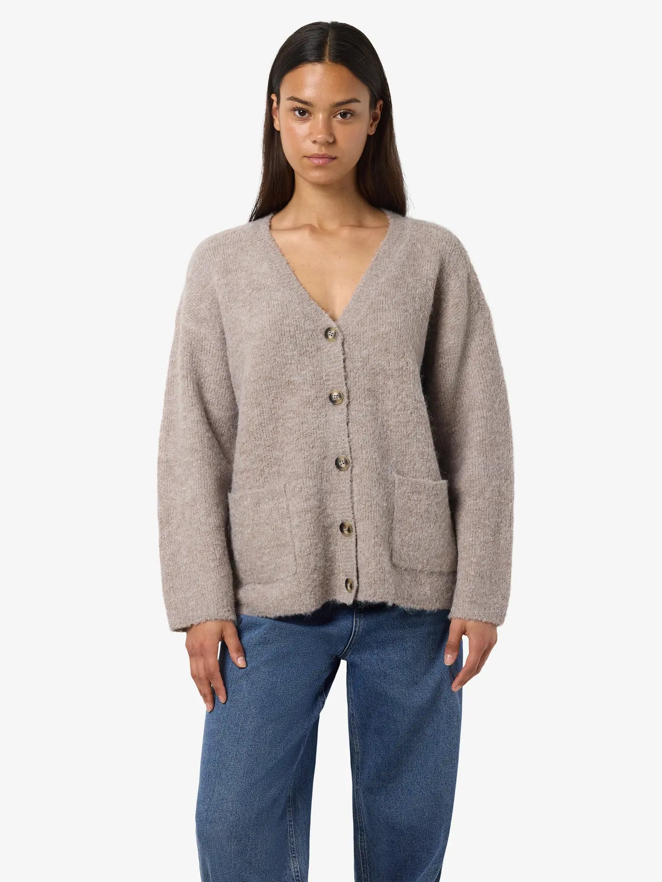 NM DOLLY LS KNIT CARDIGAN - SILVER MINK
