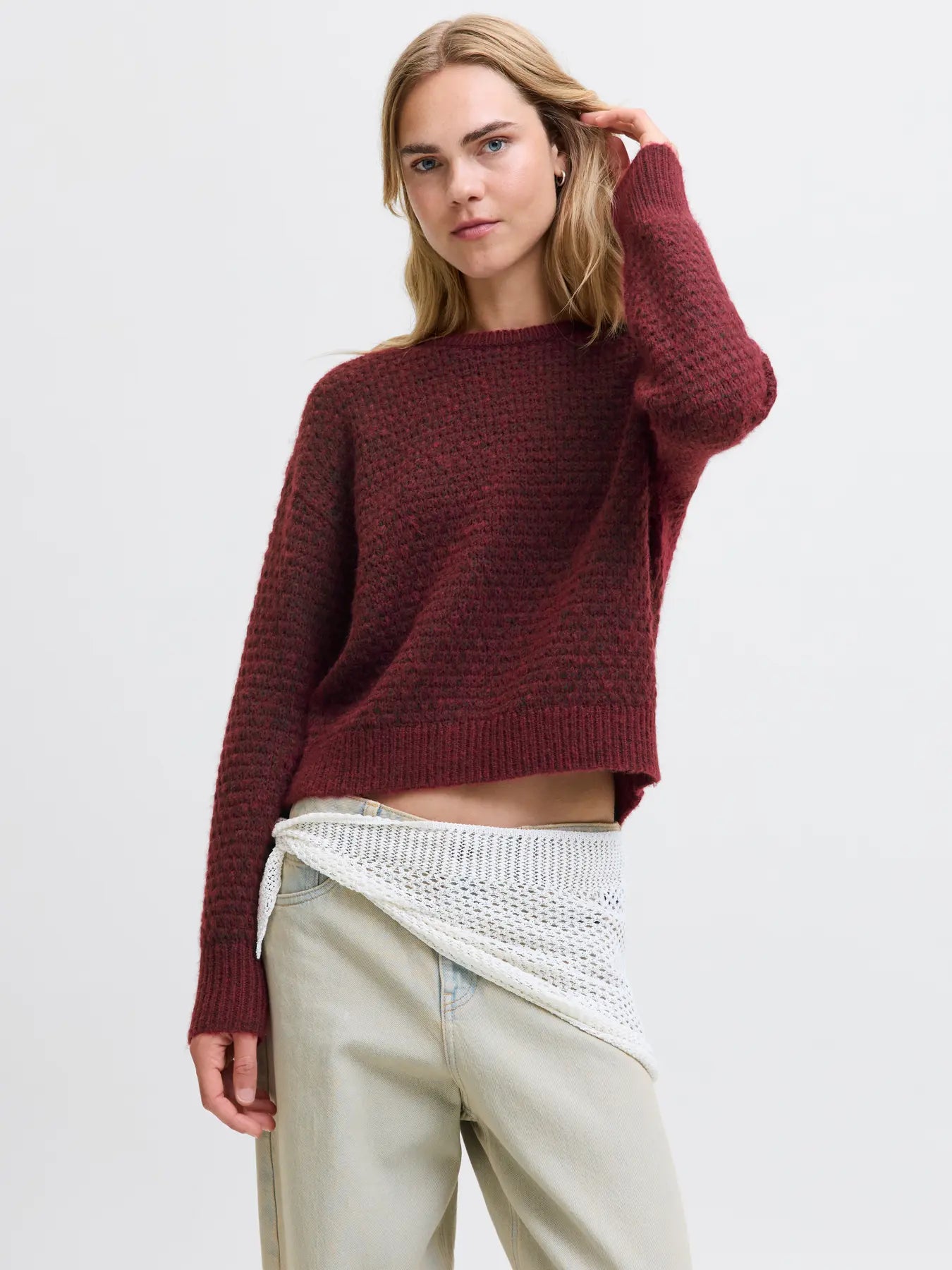 MILLY CREW NECK SWEATER - CABERNET