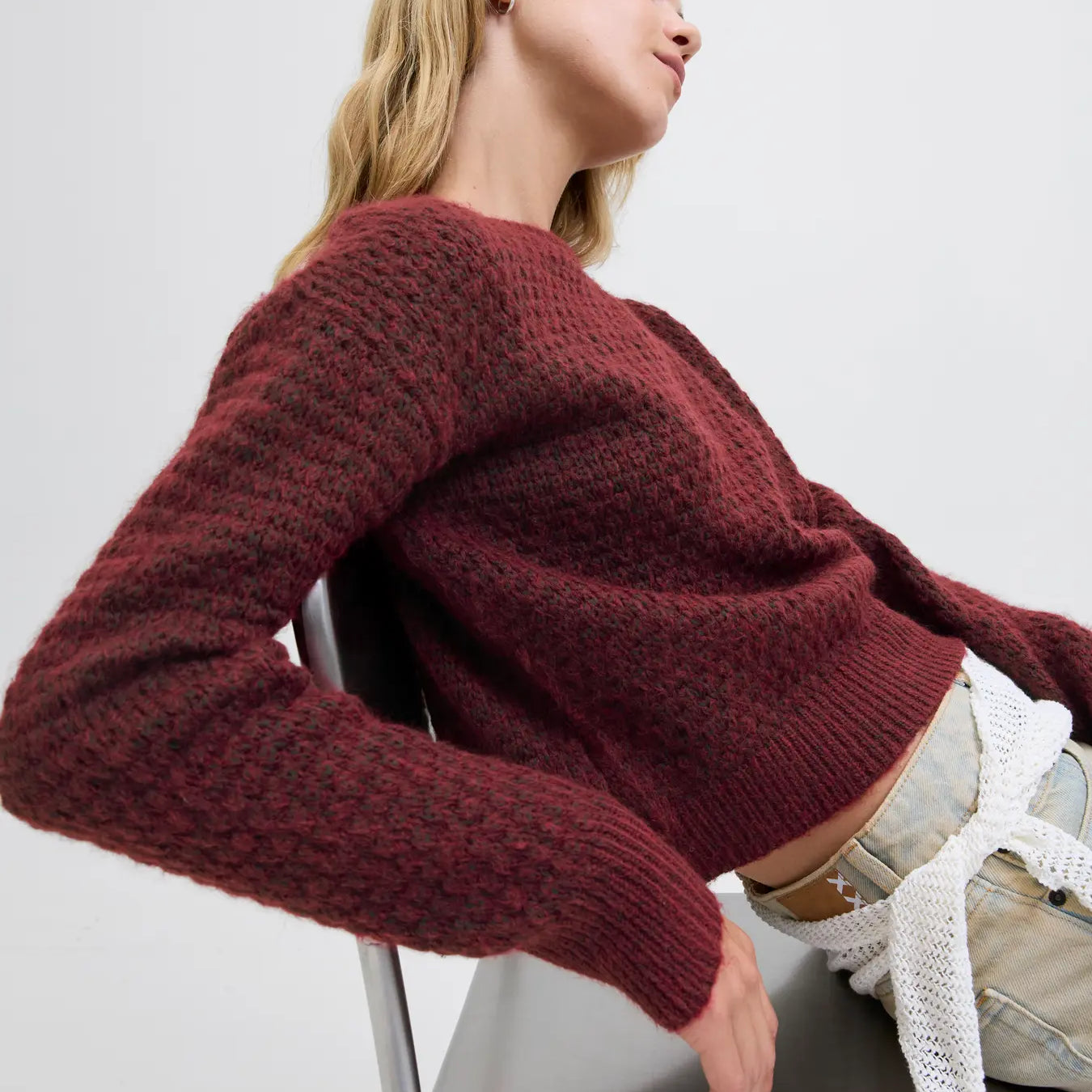 MILLY CREW NECK SWEATER - CABERNET