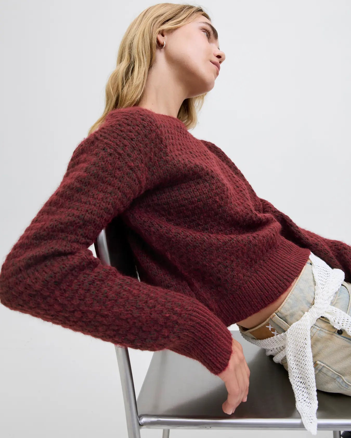 MILLY CREW NECK SWEATER - CABERNET