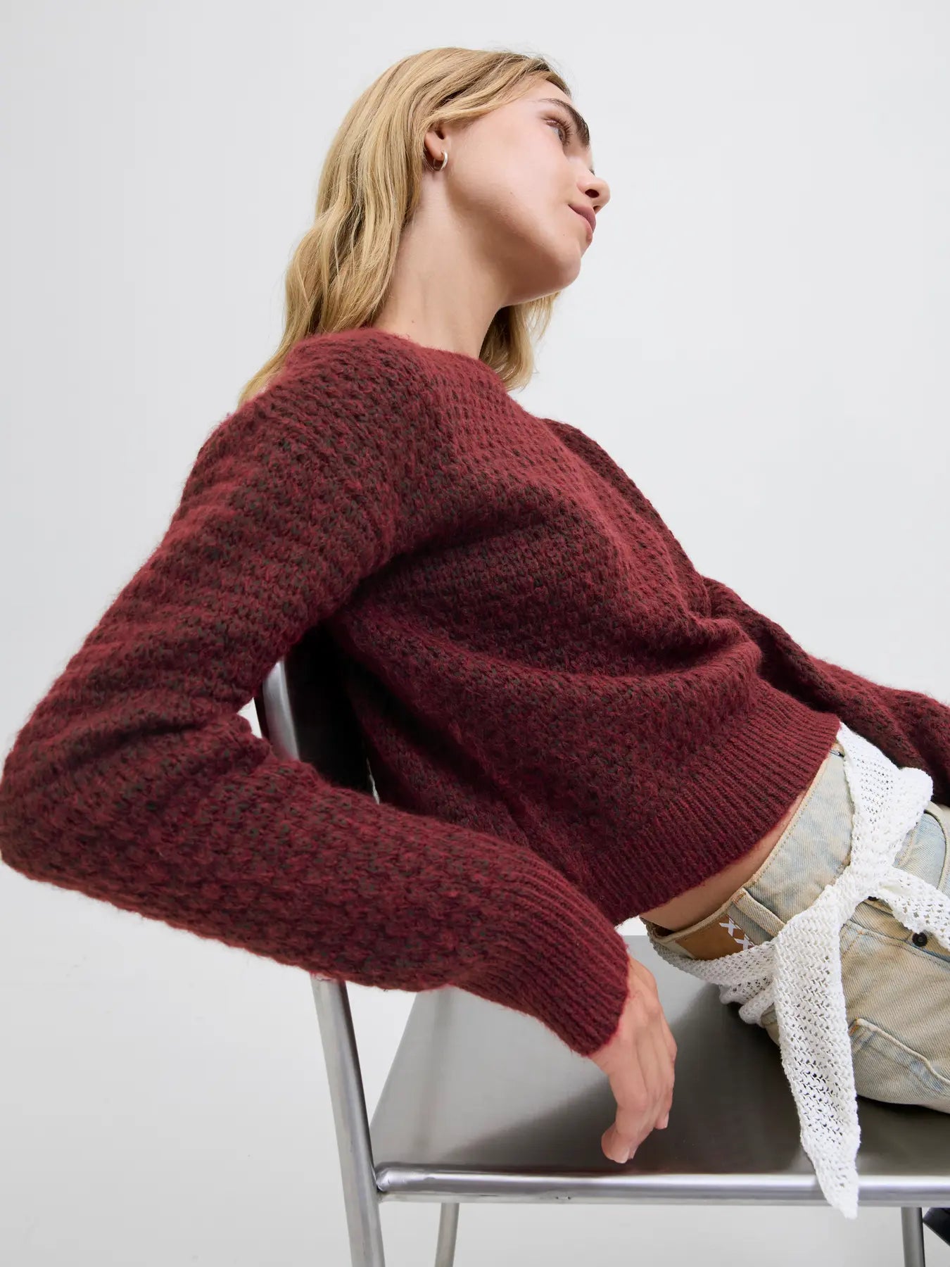 MILLY CREW NECK SWEATER - CABERNET