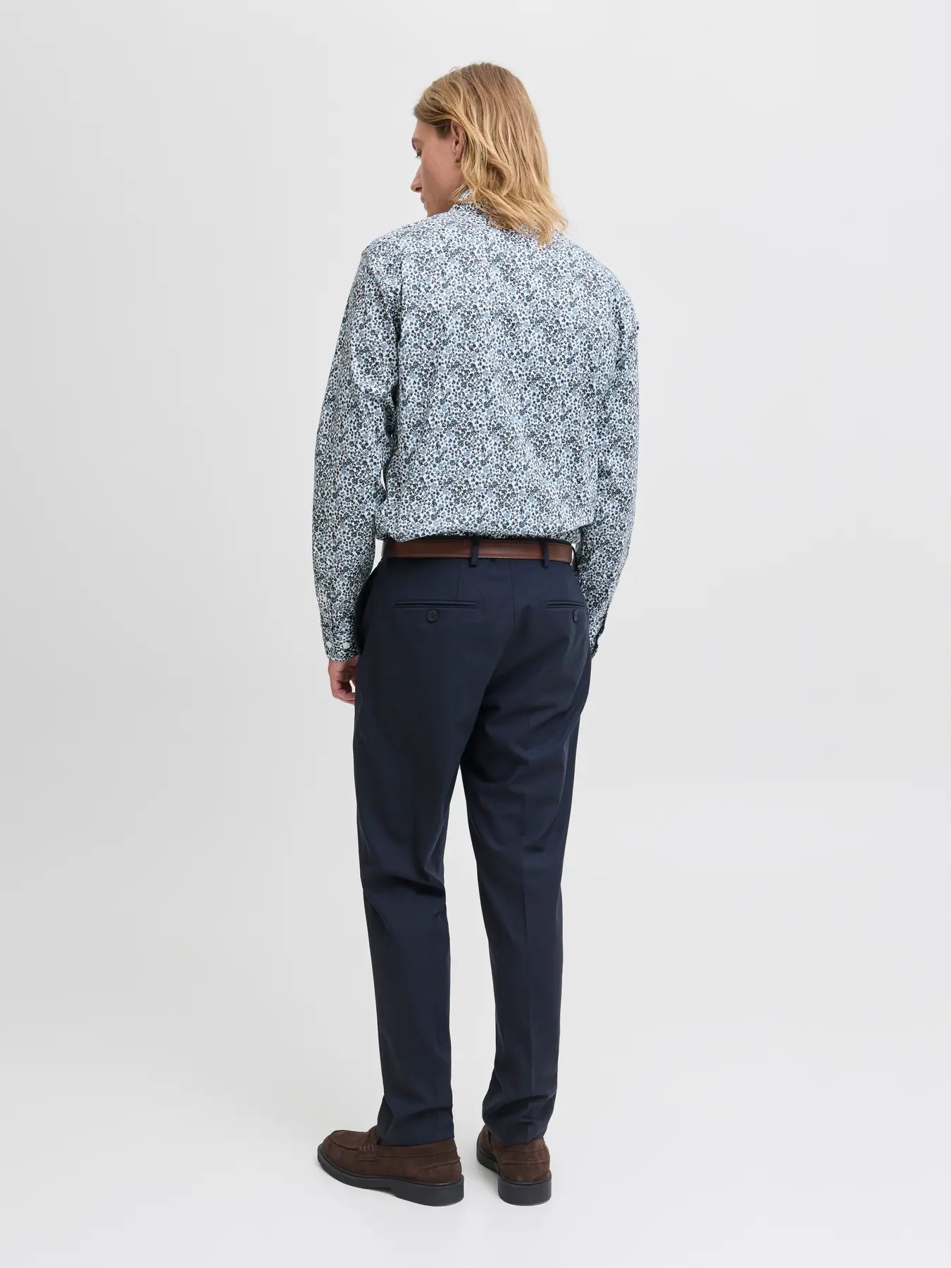 J+J BLACKPOOL PRINTED DRESS SHIRT - GOBLIN BLUE