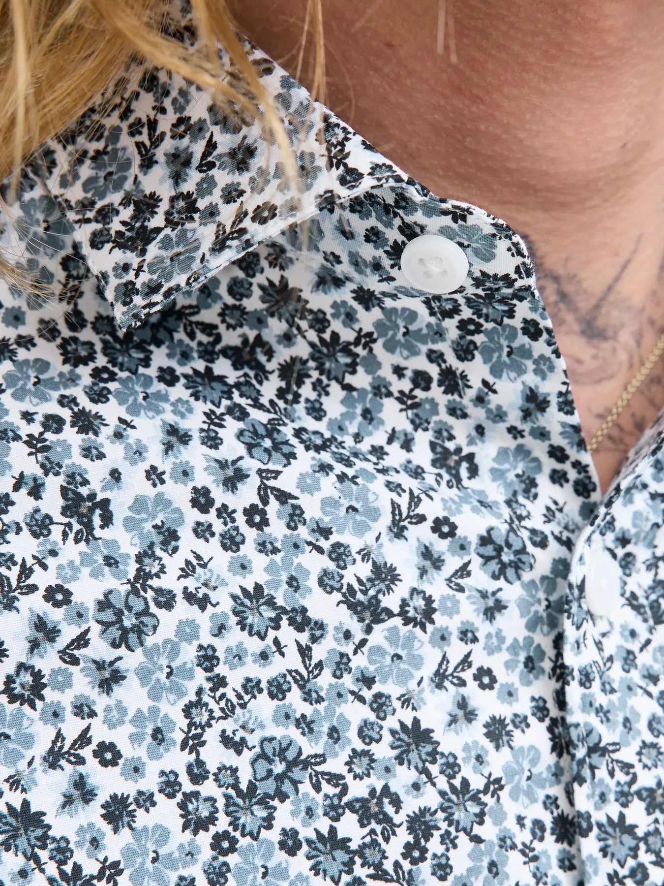 J+J BLACKPOOL PRINTED DRESS SHIRT - GOBLIN BLUE