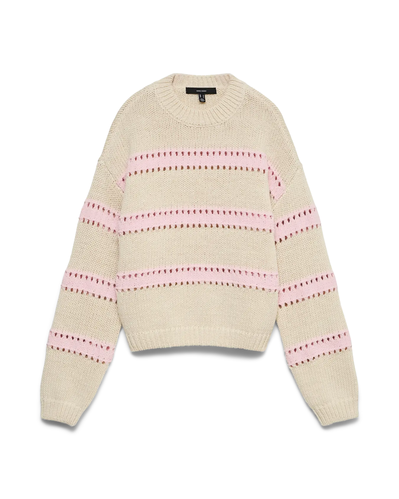 VM LILLOAN O NECK PULLOVER - BIRCH + PARFAIT PINK