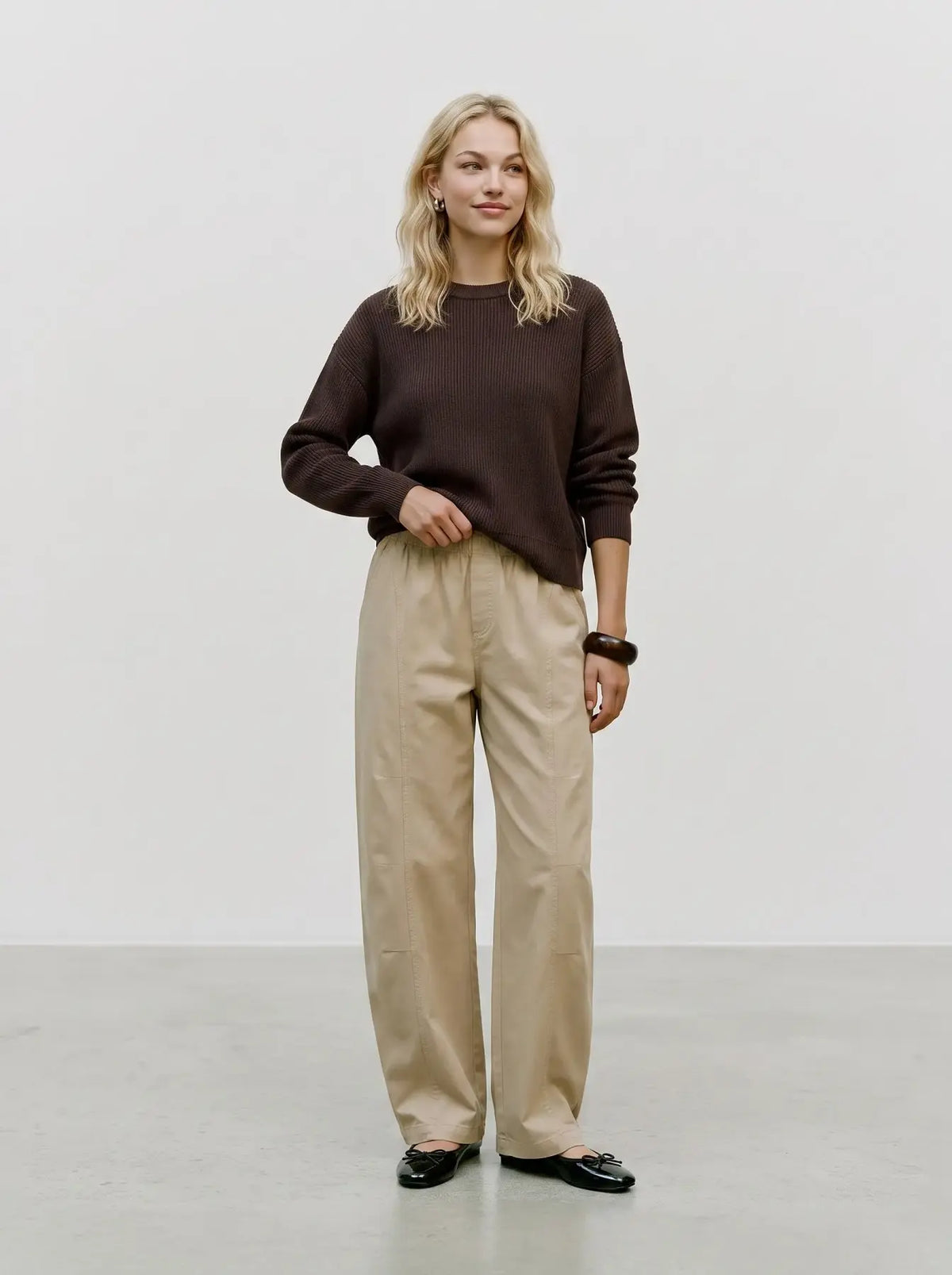 VM GOLD LUX RIBBED PULLOVER - CHOCOLATE TORTE
