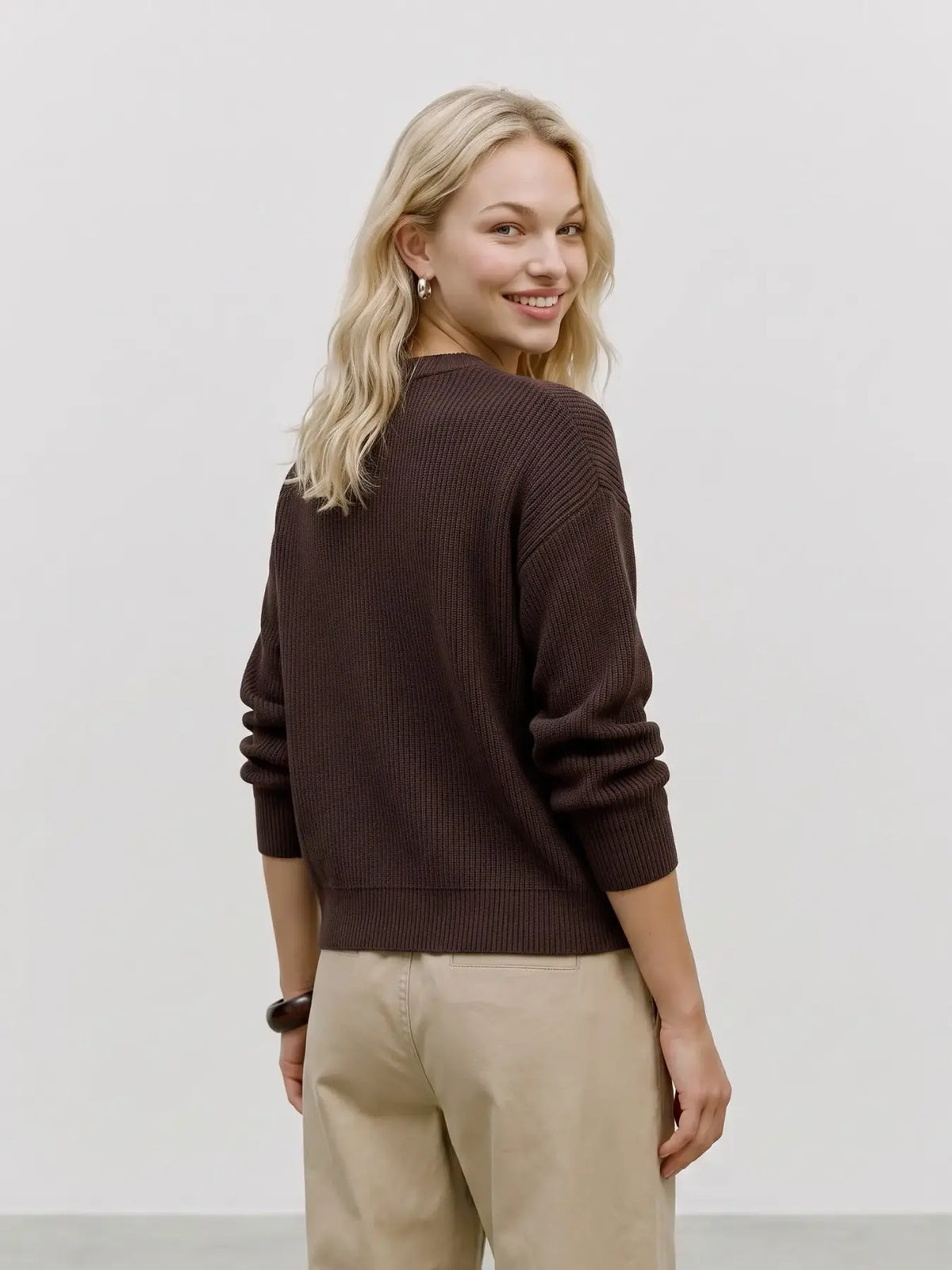 VM GOLD LUX RIBBED PULLOVER - CHOCOLATE TORTE