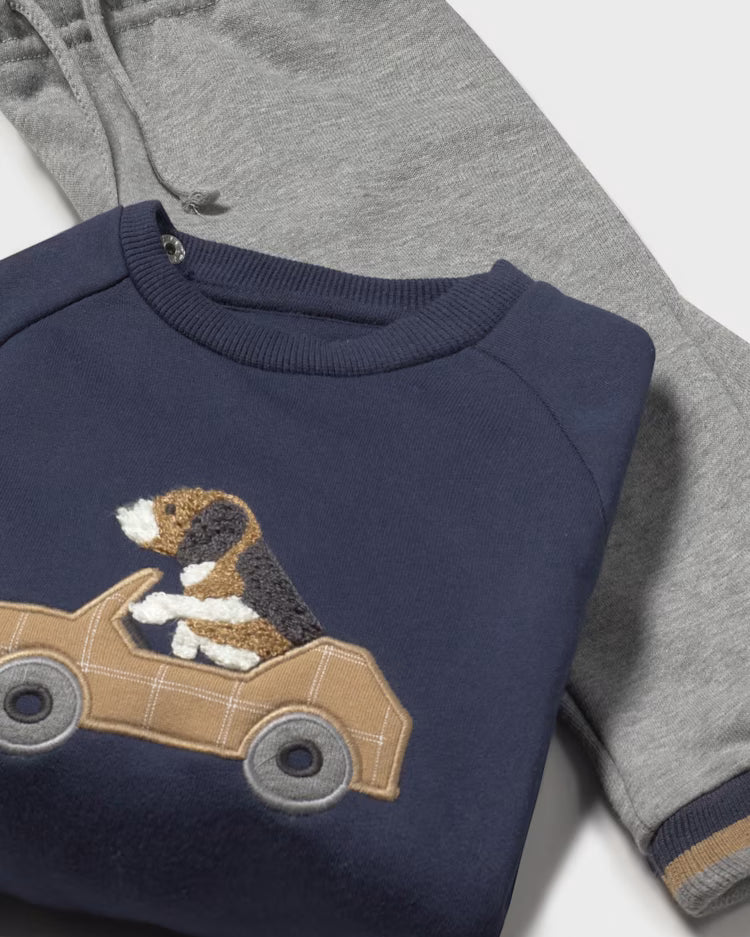 MAYORAL 3PC SWEATER + JOGGER SET - BLUE