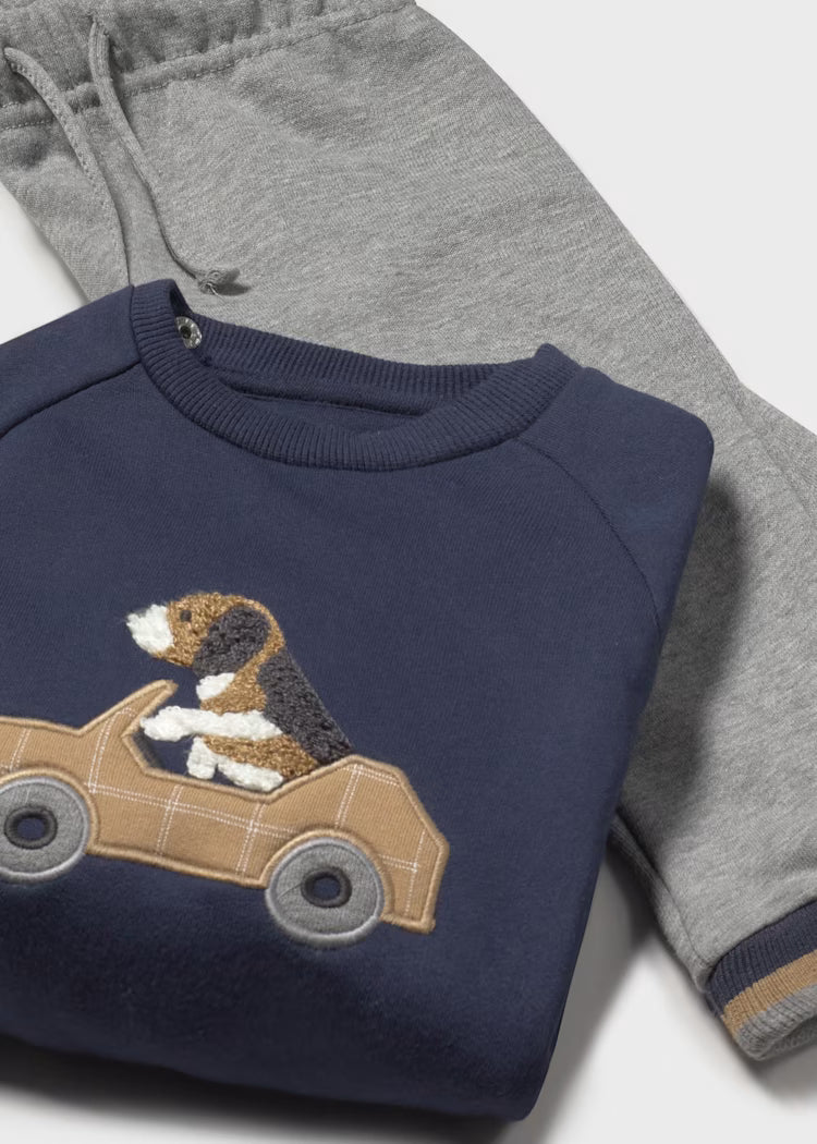 MAYORAL 3PC SWEATER + JOGGER SET - BLUE