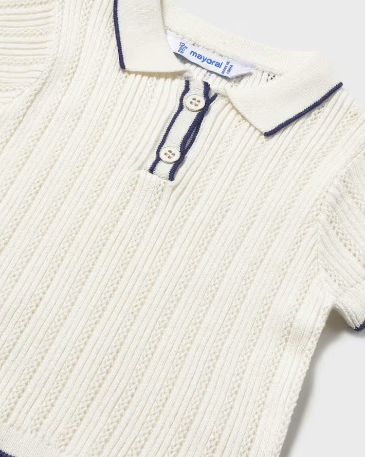 MAYORAL KNIT POLO - NATURAL