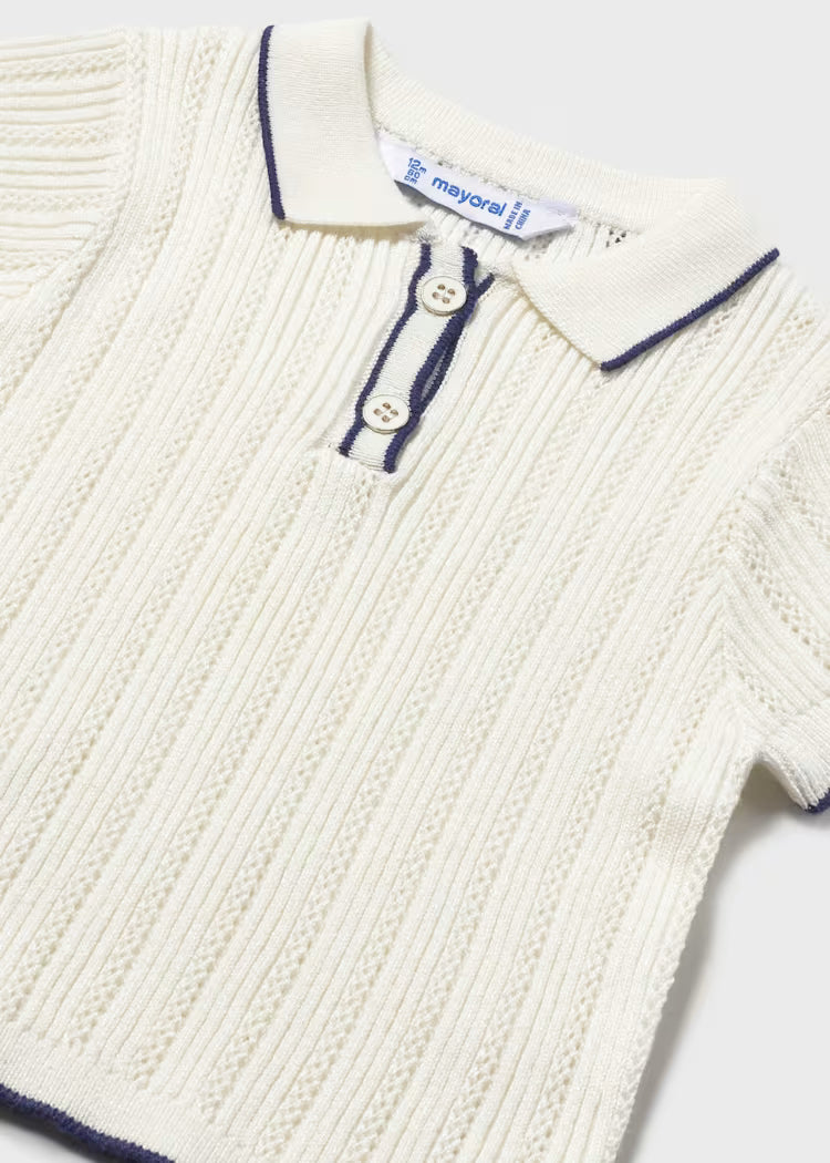 MAYORAL KNIT POLO - NATURAL