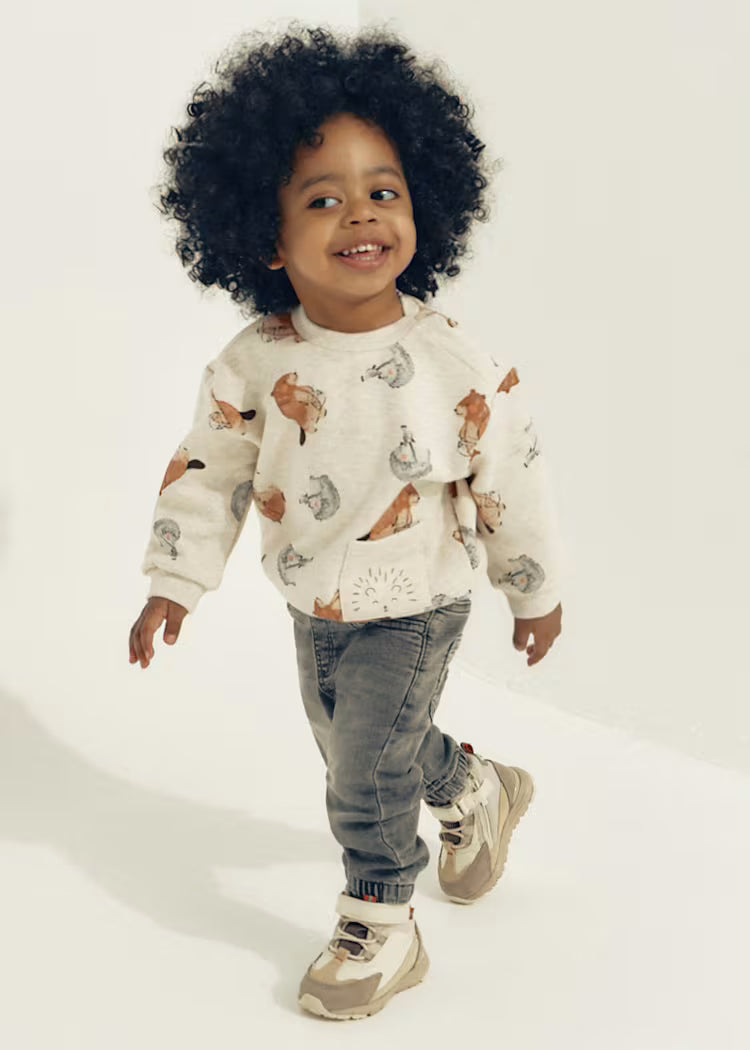 MAYORAL BABY DENIM JOGGER PANT - MEDIUM GREY