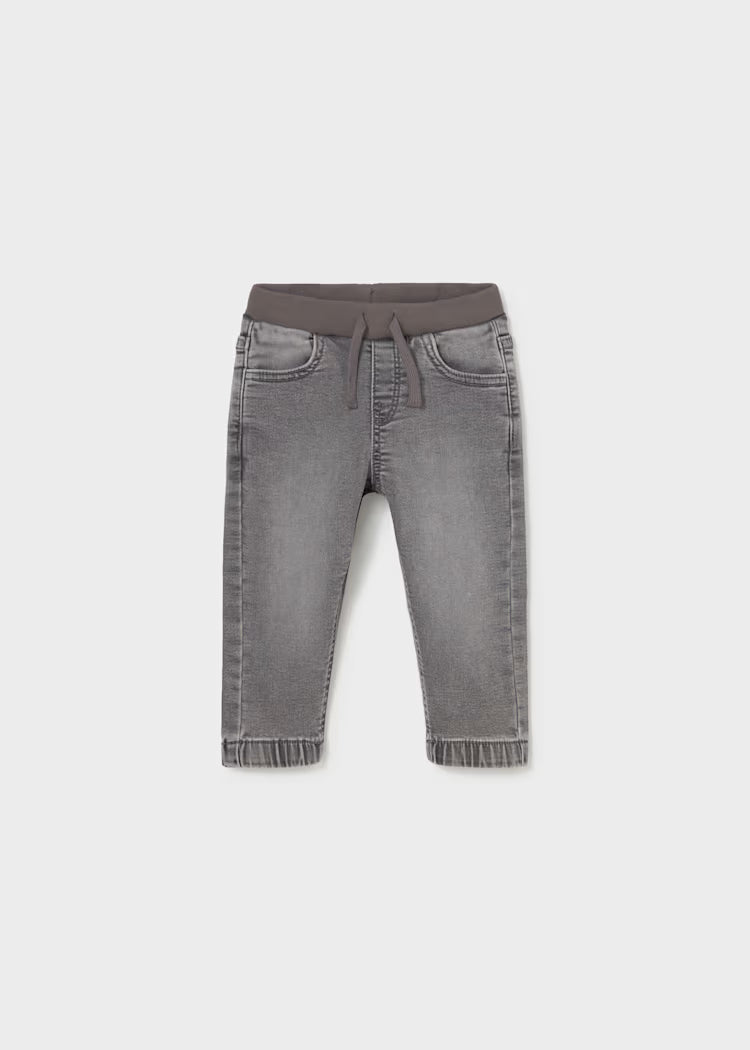 MAYORAL BABY DENIM JOGGER PANT - MEDIUM GREY