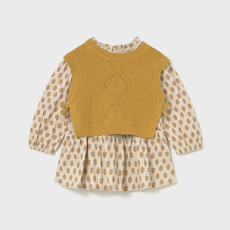 MAYORAL BABY DRESS W VEST - HONEY