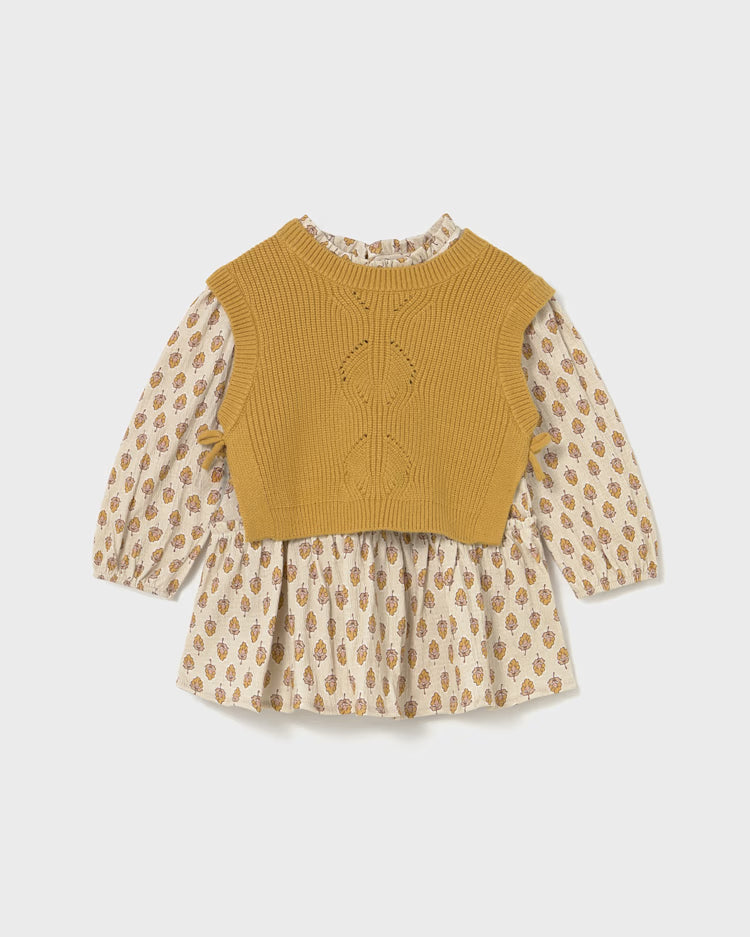 MAYORAL BABY DRESS W VEST - HONEY