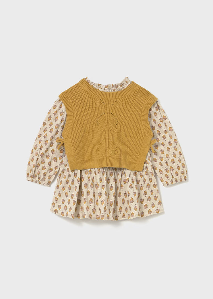 MAYORAL BABY DRESS W VEST - HONEY