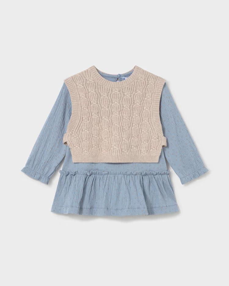 MAYORAL KNITTED VEST DRESS - BLUE