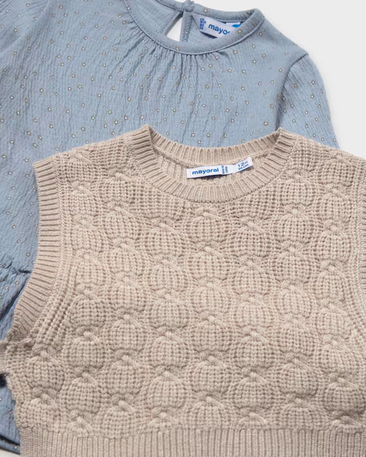 MAYORAL KNITTED VEST DRESS - BLUE