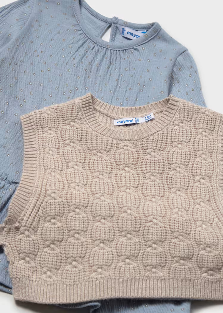 MAYORAL KNITTED VEST DRESS - BLUE