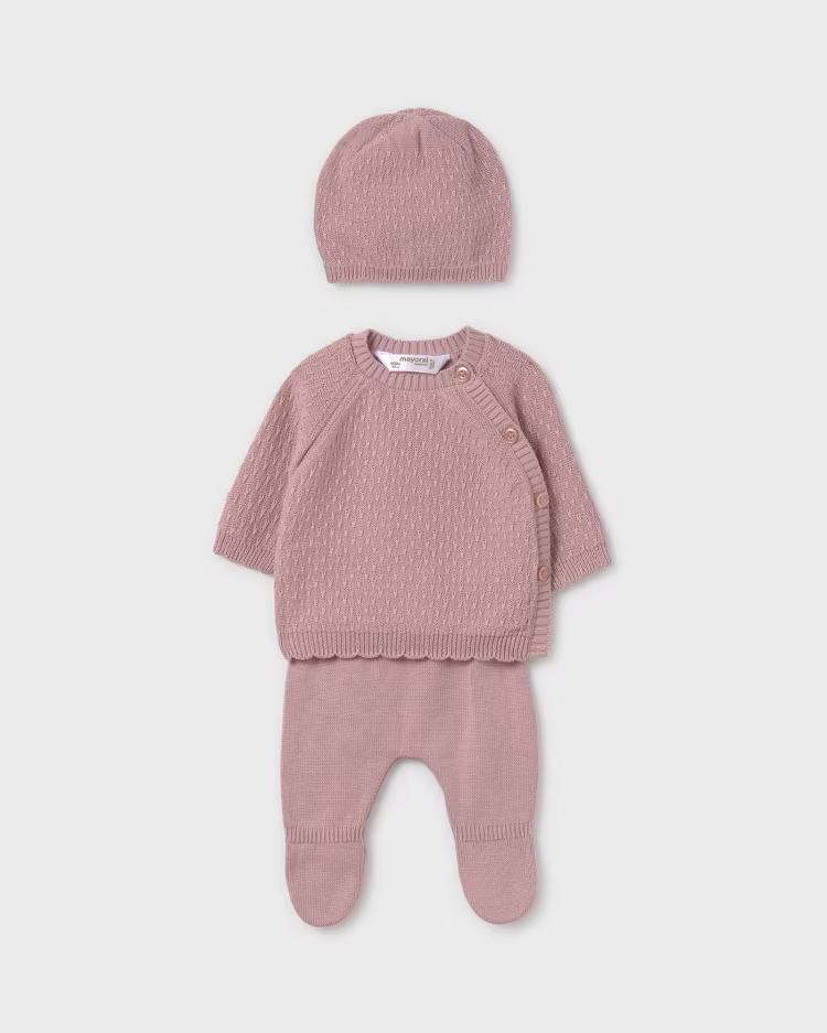 MAYORAL 3PC KNIT SET - ROSE