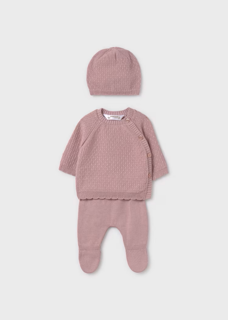 MAYORAL 3PC KNIT SET - ROSE